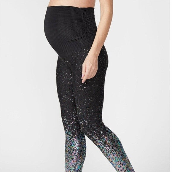 BEYOND YOGA LEGGING Alloy Ombre Maternity Midi Black Iridescent Speckle