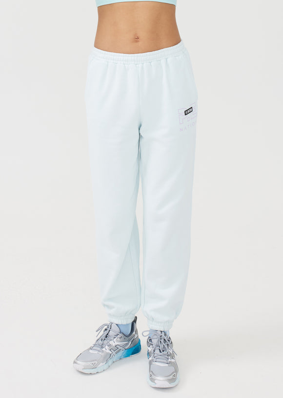 P.E NATION LEGGING GRAND STAND TRACKPANT IN COOL AQUA