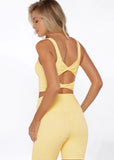 LORNA JANE BRA Twist Tank Bra Combo - Washed Lemon Cream