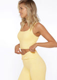 LORNA JANE BRA Twist Tank Bra Combo - Washed Lemon Cream