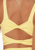 LORNA JANE BRA Twist Tank Bra Combo - Washed Lemon Cream