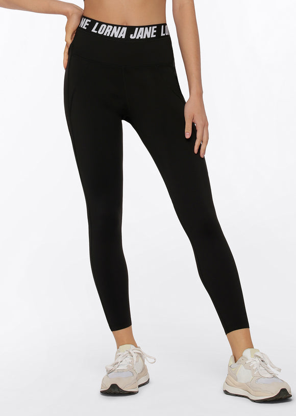 LORNA JANE LEGGING Relay Booty Phone Ankle Biter - Black