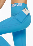 LORNA JANE LEGGING Relay Booty Phone Ankle Biter - Capri Blue