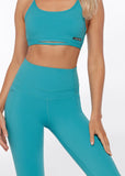 LORNA JANE LEGGING STOMACH SUPPORT ZIP PHONE POCKET ANKLE BITER - AQUA BUZZ