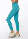 LORNA JANE LEGGING STOMACH SUPPORT ZIP PHONE POCKET ANKLE BITER - AQUA BUZZ
