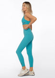 LORNA JANE LEGGING STOMACH SUPPORT ZIP PHONE POCKET ANKLE BITER - AQUA BUZZ