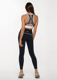 LORNA JANE LEGGING CONTRAST STITCH RACER ANKLE BITER - MIDNIGHT INDEGO