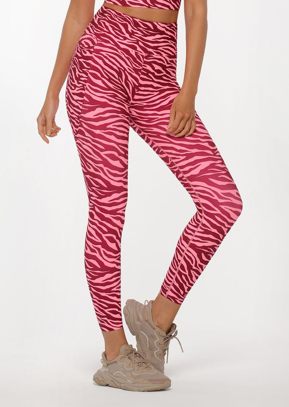 LORNA JANE LEGGING AMY PHONE POCKET ANKLE BITER - BRIGHT ZEBRA PRINT