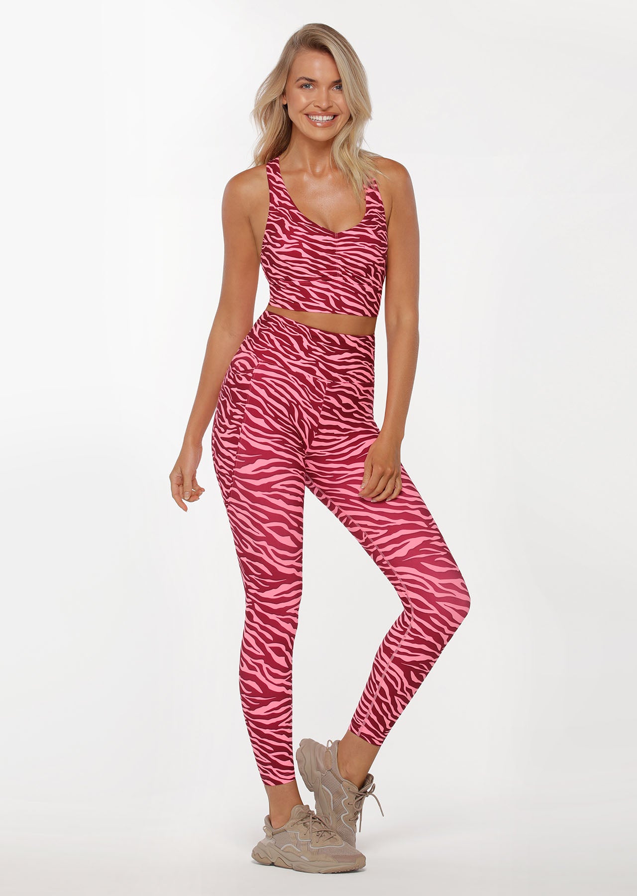 LORNA JANE LEGGING AMY PHONE POCKET ANKLE BITER - BRIGHT ZEBRA