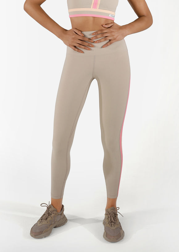 LORNA JANE LEGGING SPLICED RIB ANKLE BITER - OFF WHITE
