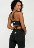 LORNA JANE BRA Checkerboard Long Line Bra - BLACK