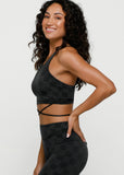 LORNA JANE BRA Checkerboard Long Line Bra - BLACK