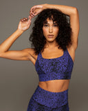 MICHI BRA BASAL PLANTAE PRINT LONGLINE BRA - INDIGO