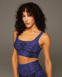 MICHI BRA BASAL PLANTAE PRINT LONGLINE BRA - INDIGO