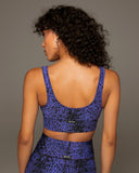 MICHI BRA BASAL PLANTAE PRINT LONGLINE BRA - INDIGO