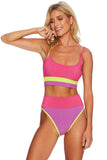 BEACH RIOT SWIMWEAR EVA TOP AND EMMY BOTTOM SET - LIME PUNCH COLORBLOCK