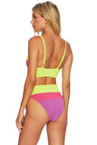 BEACH RIOT SWIMWEAR RIZA TOP AND ALEXIS BOTTOM SET - LIME PUNCH COLORBLOCK