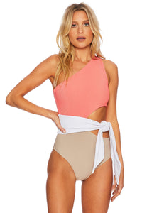 BEACH RIOT SWIMWEAR CARLIE ONE PIECE CORAL COLORBLOCK