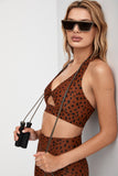 BEACH RIOT BRA TWIST TOP BROWN SPOT
