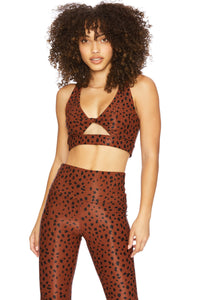 BEACH RIOT BRA TWIST TOP BROWN SPOT