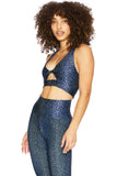 BEACH RIOT BRA TWIST TOP NAVY SPLATTER