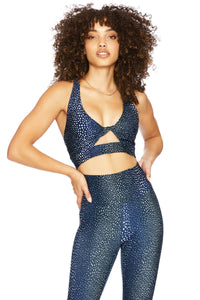 BEACH RIOT BRA TWIST TOP NAVY SPLATTER