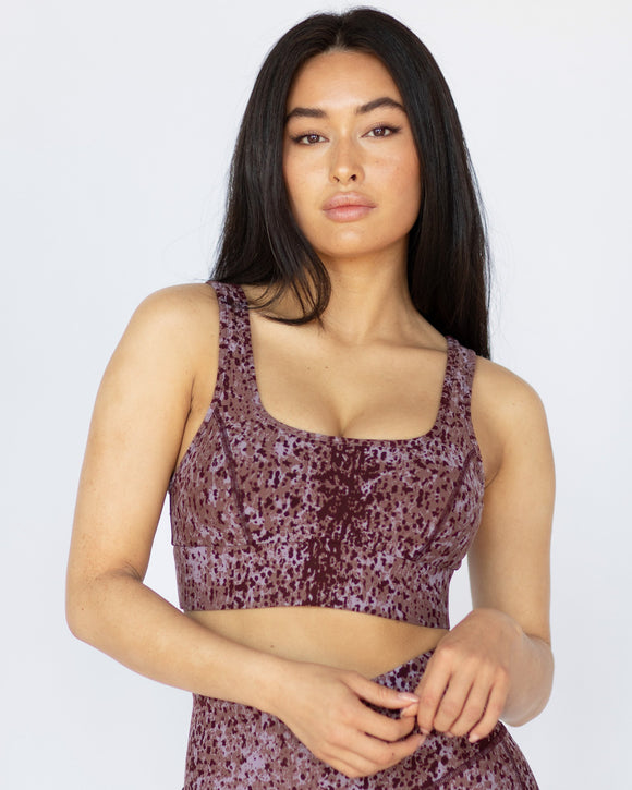 MICHI BRA BASAL LONGLINE PLANTAE PRINT ROSEWOOD