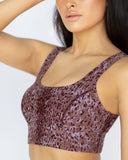 MICHI BRA BASAL LONGLINE PLANTAE PRINT ROSEWOOD