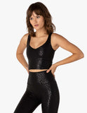 BEYOND YOGA TANK Shiny Leopard Cropped Tank - Black-Shiny Black Leopard