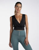 HEROINE TOP V CROP - BLACK
