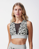 MICHI BRA POLARIS LEOPARD PRINT LONGLINE IVORY/MOONSTONE