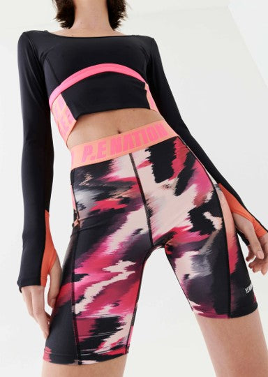 P.E NATION BIKER SHORT FLUID IN PRINT