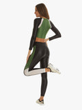 KORAL TOP Sideline Energy Long Sleeve Crop - black/leaf green/white