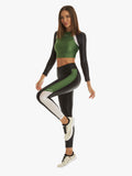 KORAL TOP Sideline Energy Long Sleeve Crop - black/leaf green/white