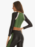 KORAL TOP Sideline Energy Long Sleeve Crop - black/leaf green/white
