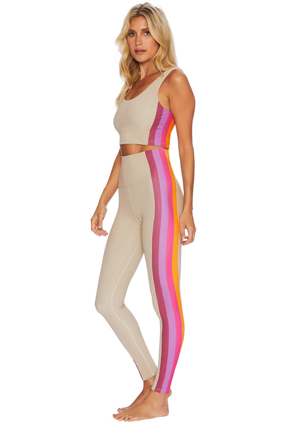 BEACH RIOT LEGGING MEGAN TAUPE SUNSET STRIPE