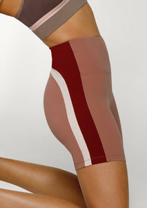 LORNA JANE LEGGING No Ride Colour Block Bike Short - CHESTNUT