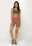 LORNA JANE LEGGING No Ride Colour Block Bike Short - CHESTNUT