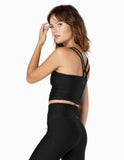 BEYOND YOGA Alloy Strappy Cropped Tank - Black Foil Speckle