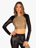 KORAL TOP SIDELINE INFINITY LONG SLEEVES CROP - CORIANDER/ BLACK