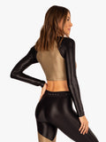 KORAL TOP SIDELINE INFINITY LONG SLEEVES CROP - CORIANDER/ BLACK