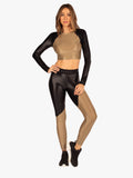 KORAL TOP SIDELINE INFINITY LONG SLEEVES CROP - CORIANDER/ BLACK