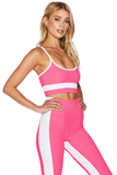 BEACH RIOT BRA EVA TOP NEON PINK & WHITE