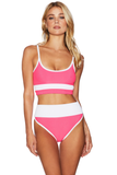 BEACH RIOT BRA EVA TOP NEON PINK & WHITE